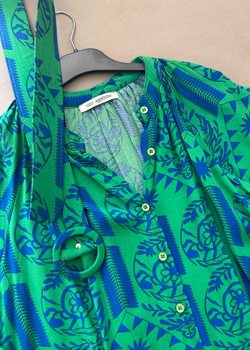 Yeşil Desenli Uzun Bohem Elbise - Görsel 4