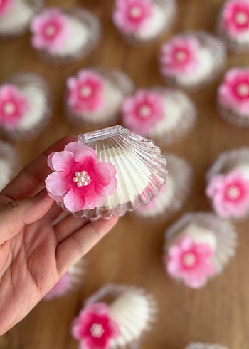  Pembe Pastel Çiçekli mum hediyelik