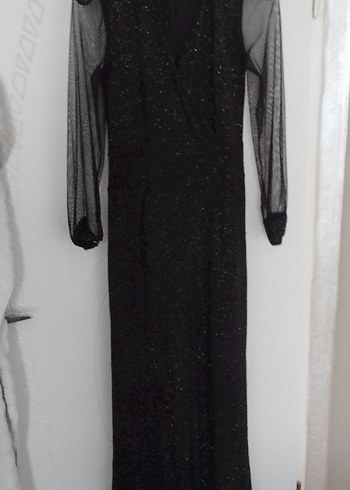 Siyah Parlak Uzun Kadın Tulum - Görsel 2