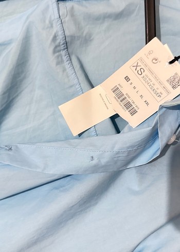 Zara Mavi Düğmeli Kadın Gömlek