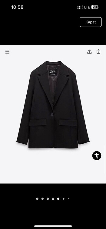 m Beden siyah Renk Zara oversize blazer ceket