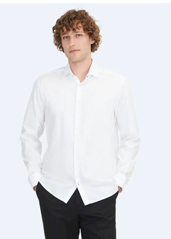 INTERWIEV SARAR Erkek Beyaz Düğmeli Pamuklu Gömlek XL/Temiz - Görsel 2