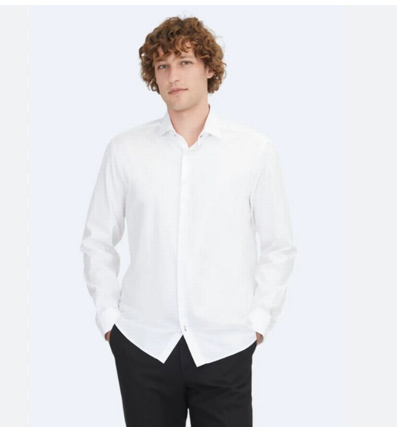 INTERWIEV SARAR Erkek Beyaz Düğmeli Pamuklu Gömlek XL/Temiz - Görsel 2