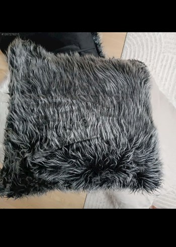 Gri beyaz 4 adet peluş yastık kırlent - Görsel 4