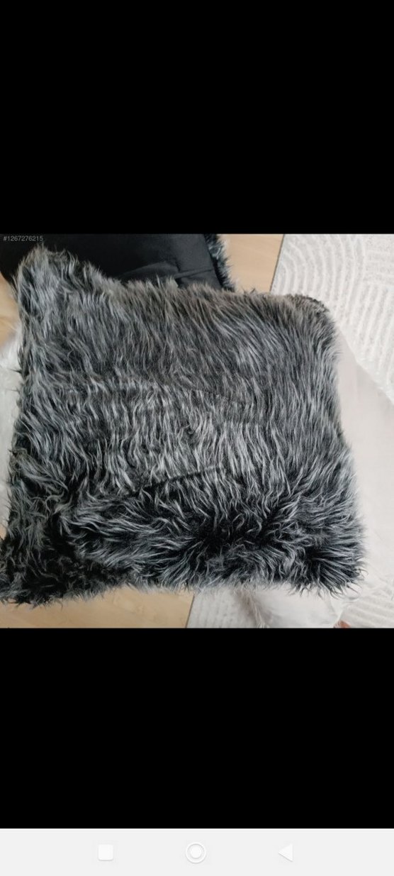 Gri beyaz 4 adet peluş yastık kırlent - Görsel 4