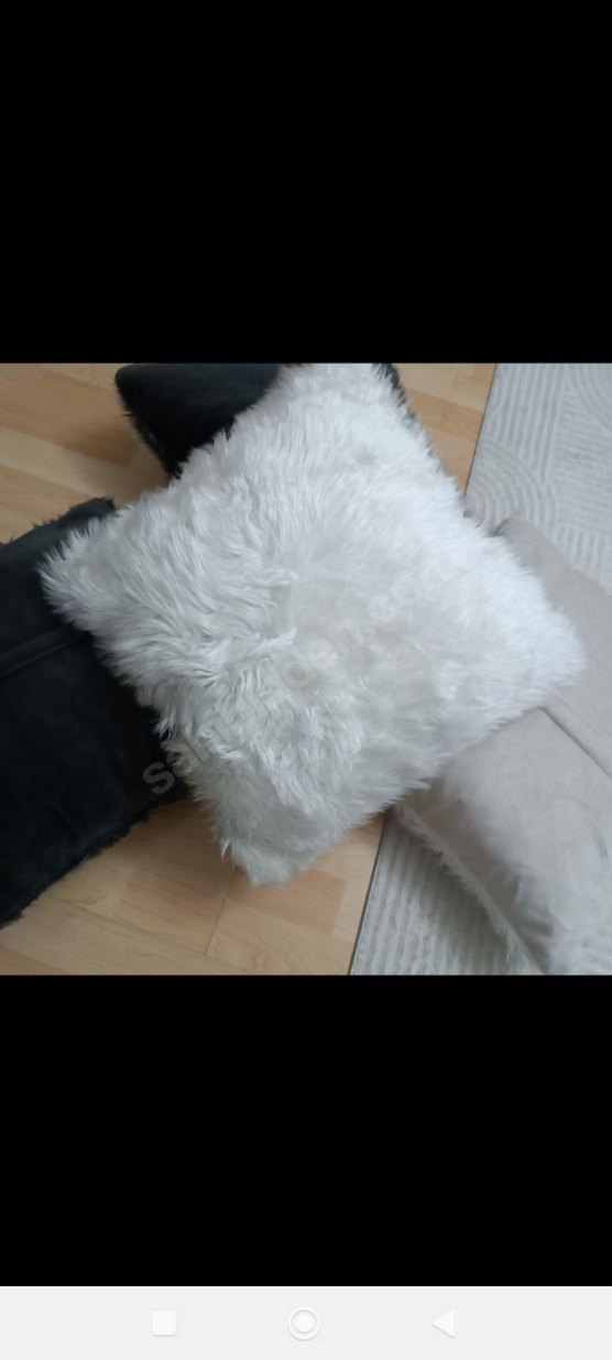 Gri beyaz 4 adet peluş yastık kırlent - Görsel 3