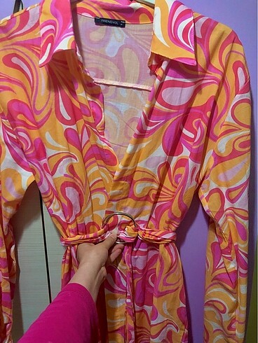 Trendyol kimono pembe kemerli