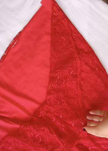 Kırmızı Dantelli  Elbise - Görsel 5