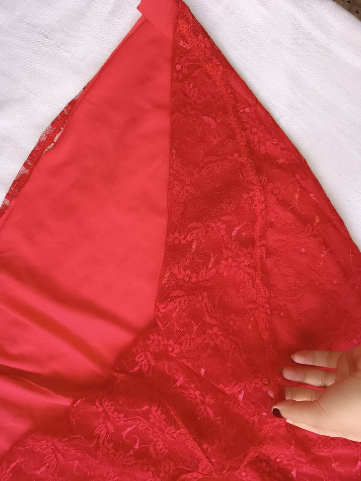 Kırmızı Dantelli  Elbise - Görsel 5