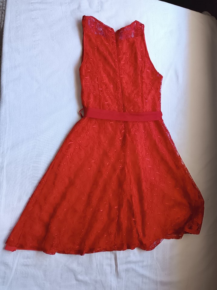 Kırmızı Dantelli  Elbise - Görsel 4