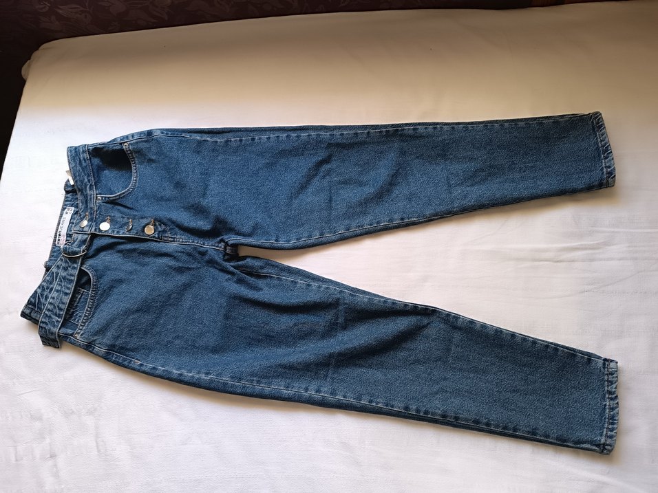 Mavi Mom Fit Düğmeli Kadın Jean Pantolon - Görsel 3