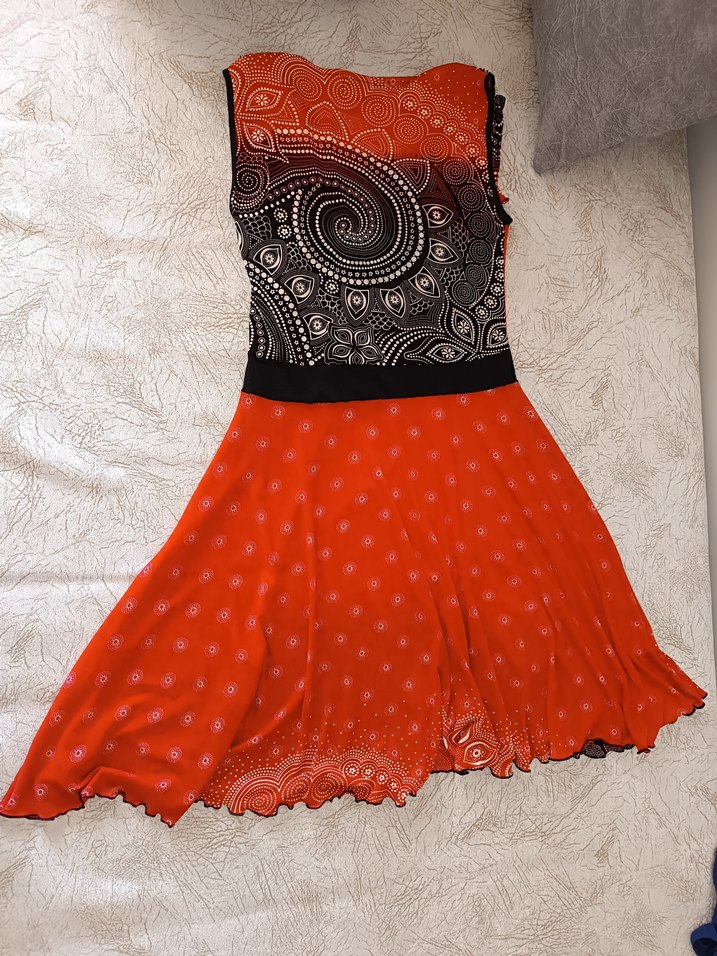 Kırmızı Dökük Yaka Hamile Elbise - Görsel 3