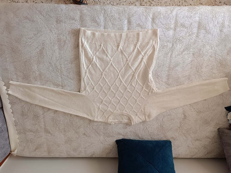 Bej İnci Boncuklu Örgü Kadın Kazak - Görsel 2