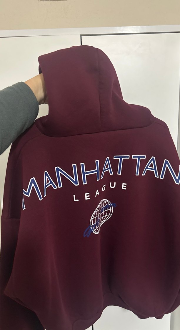 Bordo Kapüşonlu Rahat Kesim Sweatshirt - Görsel 2