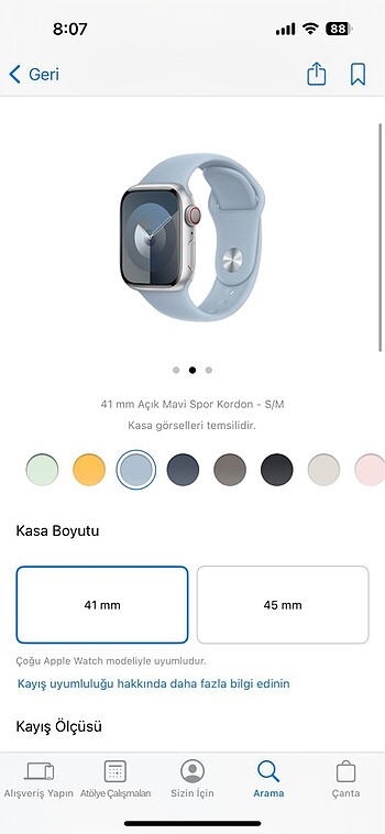 Açık Mavi Apple Watch Kordon 41mm