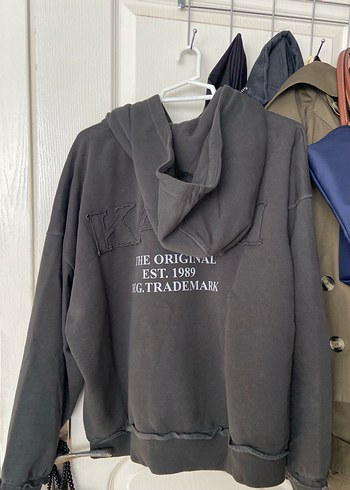 Karl Kank Orijinal Gri Kapüşonlu Kadın Sweatshirt - Görsel 4