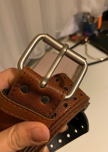 Mango Delikli Kahverengi Deri Kadın Kemer - Görsel 2