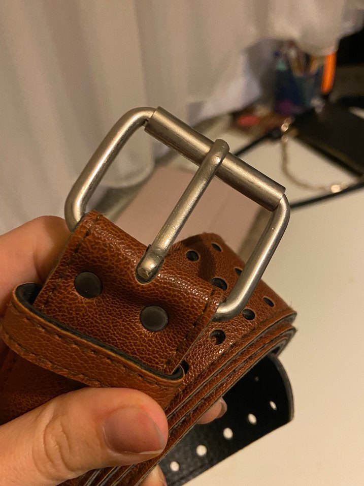 Mango Delikli Kahverengi Deri Kadın Kemer - Görsel 2