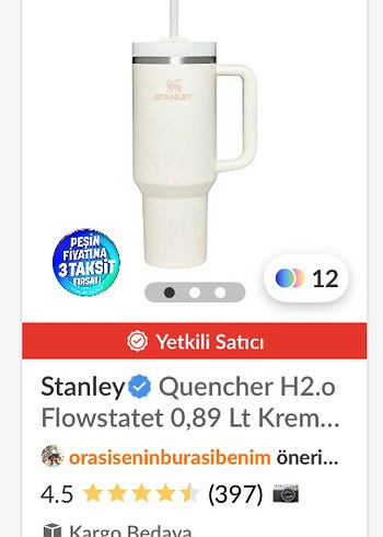 ORIJINAL Stanley Quancher Pipetli Termos 1.18L Krem - Görsel 11