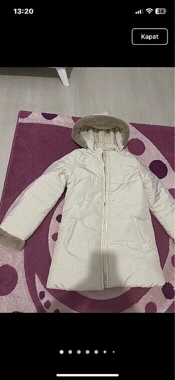 kürklü çocuk mont krem rengi