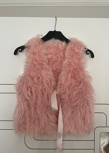 Kız Çocuk Pembe Kürk Yelek - Görsel 3