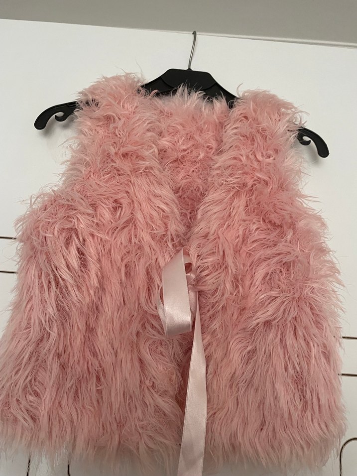 Kız Çocuk Pembe Kürk Yelek - Görsel 4