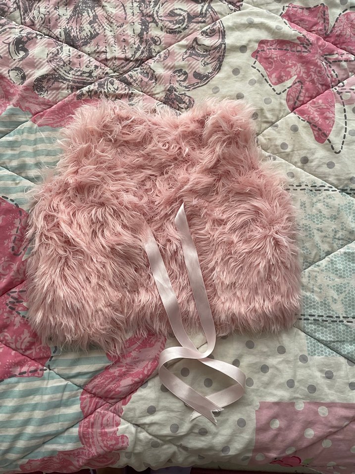 Kız Çocuk Pembe Kürk Yelek - Görsel 2