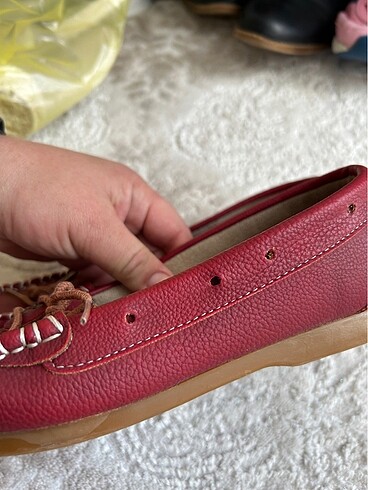 36 Beden Bayan deri kırmızı ayakkabı