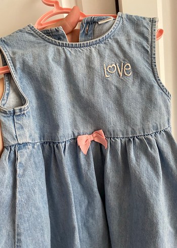 24-36 Ay Beden mavi Renk Kız Çocuk Mavi Denim Fırfırlı Elbise
