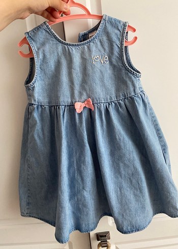 Kız Çocuk Mavi Denim Fırfırlı Elbise
