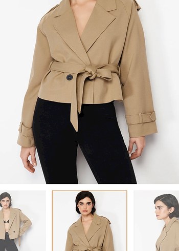 s Beden Kadın Bej Midi Trençkot, Kemerli, Regular Fit