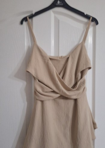 Bej Drapeli Kısa Kadın Tulum - Görsel 3