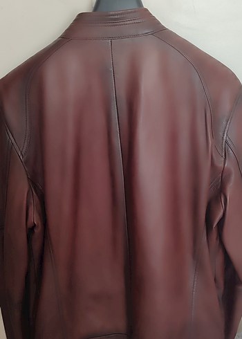 m Beden Kahverengi Deri Erkek Biker Ceket