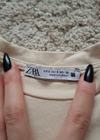 s Beden Zara Bej Basic Kısa Kollu Kadın Tişört