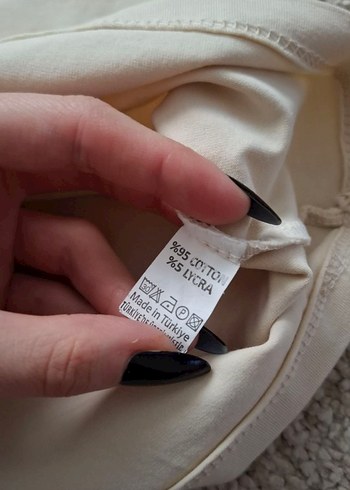 s Beden ten rengi Renk Zara Bej Basic Kısa Kollu Kadın Tişört
