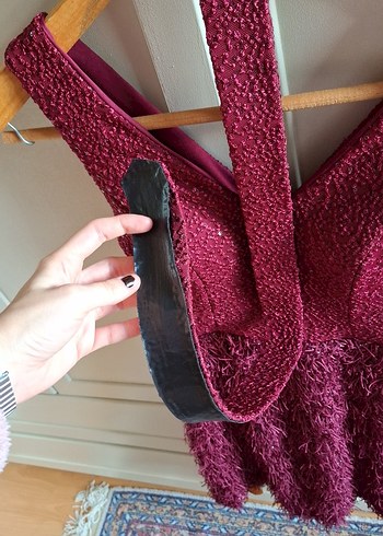 Pullu İşlemeli Dekolteli Fuşya Abiye Elbise - Görsel 7