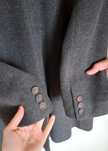 Lalezar Gri Kadın Midi Antrasit Kaban - Görsel 6