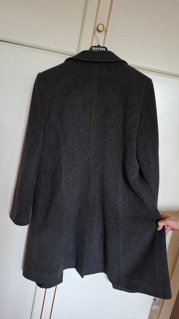 Lalezar Gri Kadın Midi Antrasit Kaban - Görsel 5