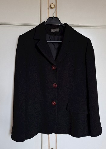 Unique by Urbam Düğmeli Siyah Kadın Blazer Ceket / Kısa Kaban