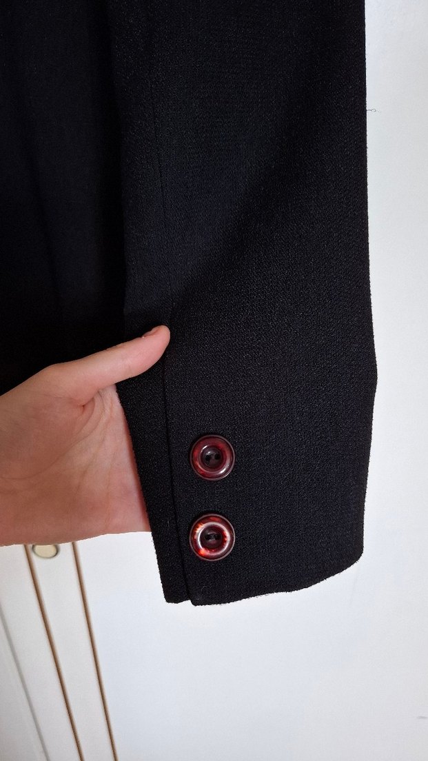 Unique by Urbam Düğmeli Siyah Kadın Blazer Ceket / Kısa Kaban - Görsel 5