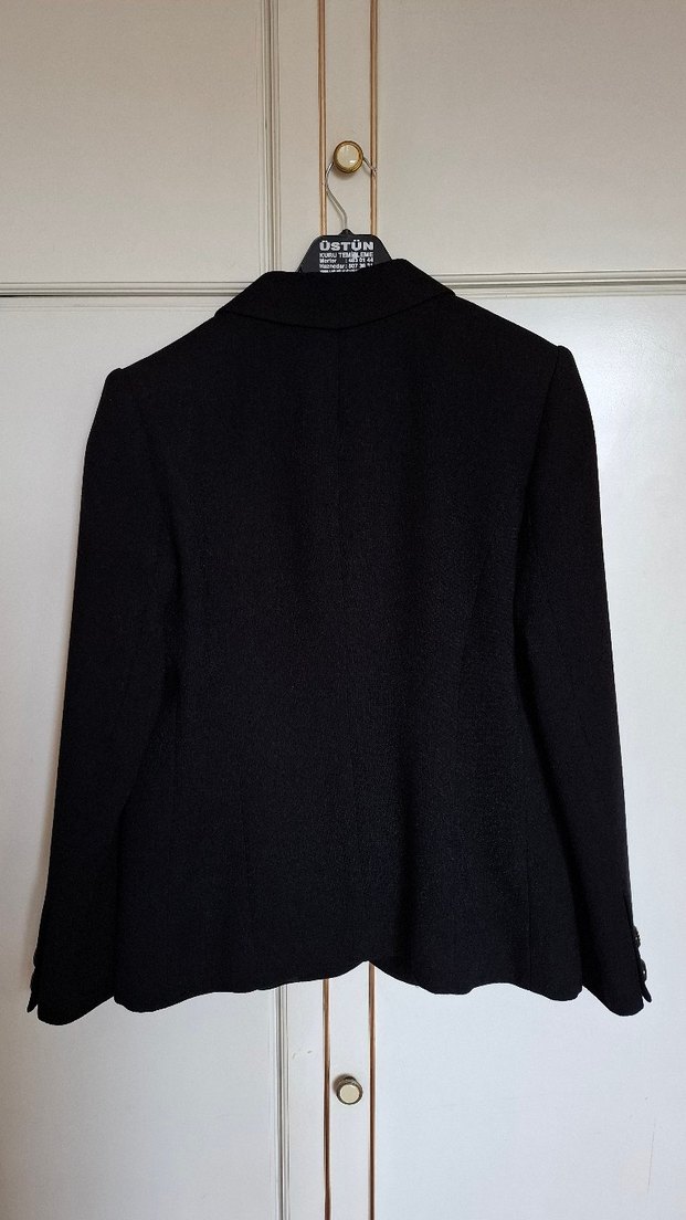 Unique by Urbam Düğmeli Siyah Kadın Blazer Ceket / Kısa Kaban - Görsel 4