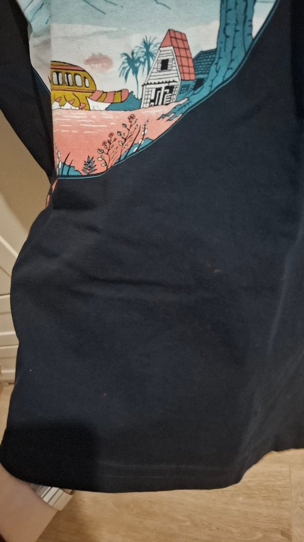 Köstebek Totoro Siyah Baskılı Kısa Kollu Tişört - Görsel 4