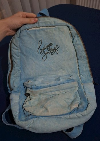 Eskitilmiş Kot Mavi Old Cotton Bags Özel Tasarım Sırt Çantası - Görsel 2