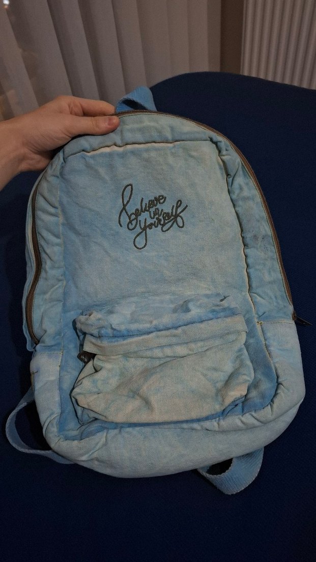 Eskitilmiş Kot Mavi Old Cotton Bags Özel Tasarım Sırt Çantası - Görsel 2