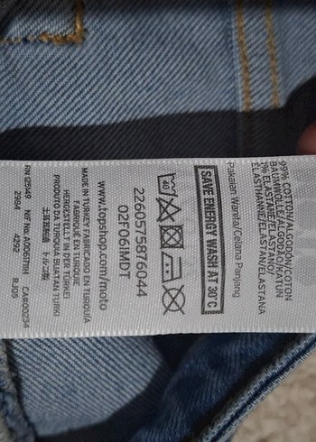 Topshop Moto Tally Kadın Mavi Denim Kot Pantolon - Görsel 5