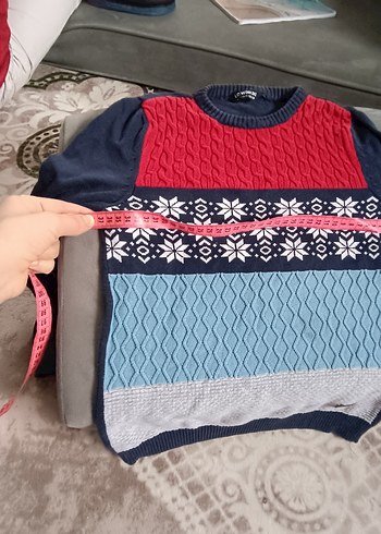 Renkli Desenli Erkek Triko Kazak - Görsel 4