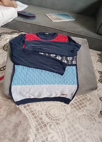 Renkli Desenli Erkek Triko Kazak - Görsel 3