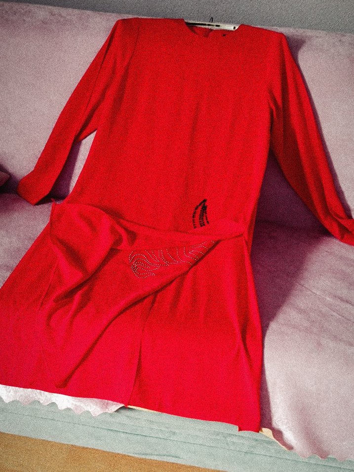 Kırmızı Nakışlı Uzun Hamile Tunik - Görsel 4