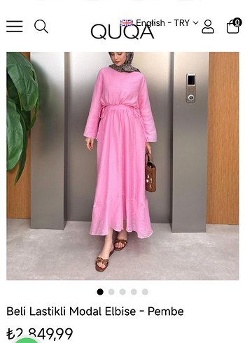 Pembe Beli Lastikli Uzun Elbise