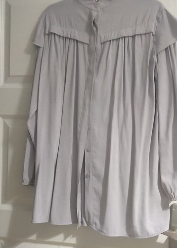 gri tensel kumaş Tunik takım - Salaş, Uzun Kollu - Görsel 6